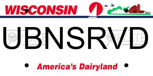UBNSRVD Wisconsin License Plate