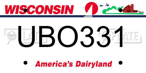 UBO331 Wisconsin License Plate