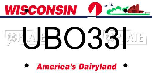 UBO33I Wisconsin License Plate