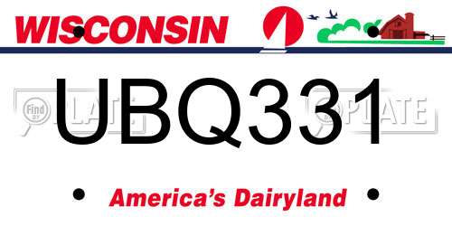 UBQ331 Wisconsin License Plate