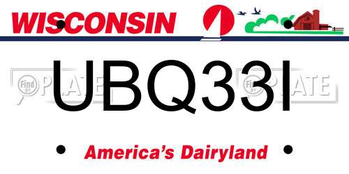 UBQ33I Wisconsin License Plate