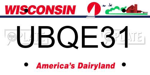 UBQE31 Wisconsin License Plate