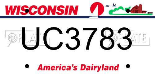 UC3783 Wisconsin License Plate