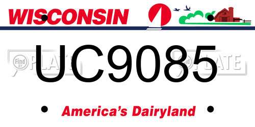 UC9085 Wisconsin License Plate