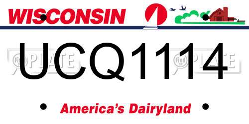 UCQ1114 Wisconsin License Plate
