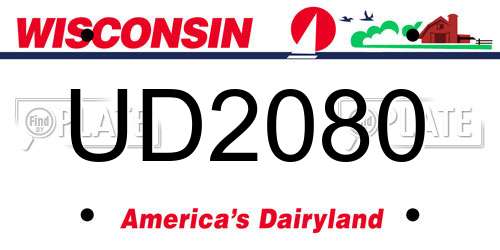 UD2080 Wisconsin License Plate