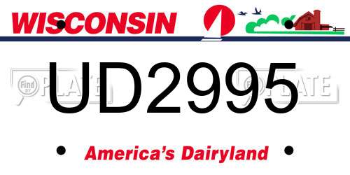 UD2995 Wisconsin License Plate
