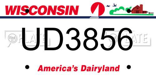 UD3856 Wisconsin License Plate