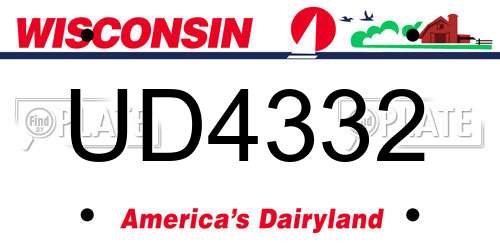 UD4332 Wisconsin License Plate