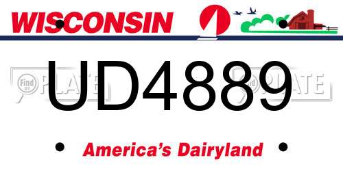 UD4889 Wisconsin License Plate