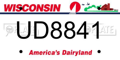 UD8841 Wisconsin License Plate
