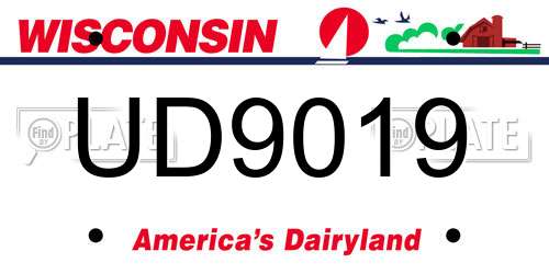 UD9019 Wisconsin License Plate