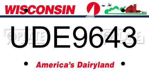 UDE9643 Wisconsin License Plate