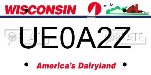 UE0A2Z Wisconsin License Plate