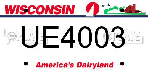 UE4003 Wisconsin License Plate