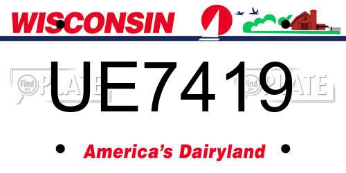 UE7419 Wisconsin License Plate