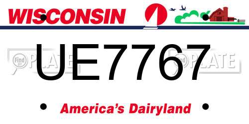 UE7767 Wisconsin License Plate