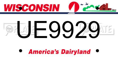 UE9929 Wisconsin License Plate