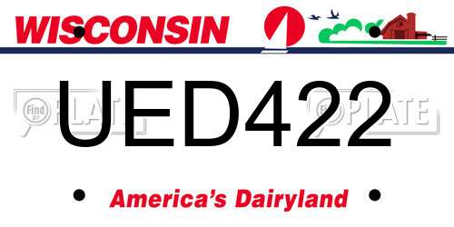 UED422 Wisconsin License Plate