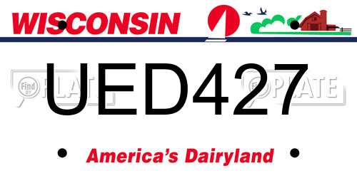 UED427 Wisconsin License Plate