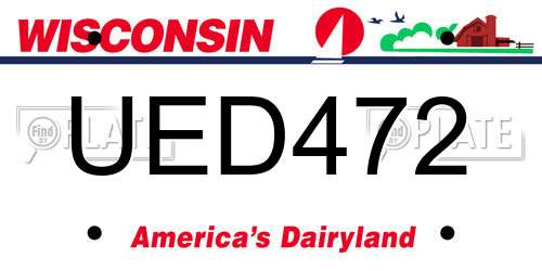 UED472 Wisconsin License Plate