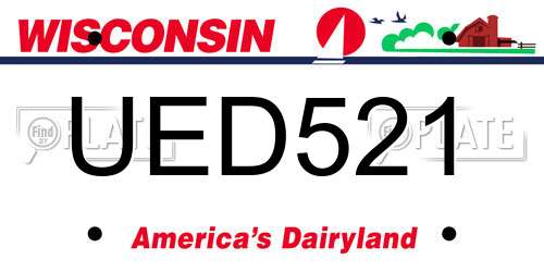 UED521 Wisconsin License Plate