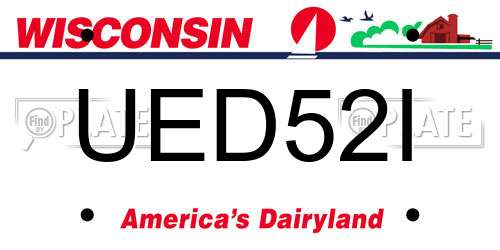 UED52I Wisconsin License Plate