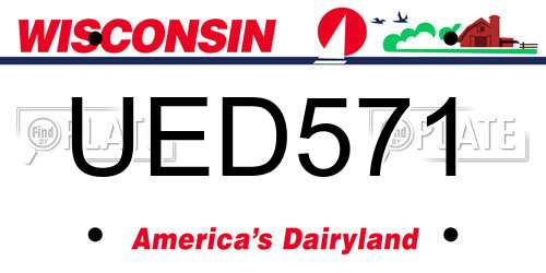 UED571 Wisconsin License Plate