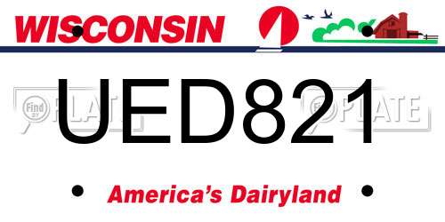 UED821 Wisconsin License Plate