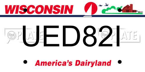 UED82I Wisconsin License Plate
