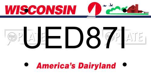 UED87I Wisconsin License Plate