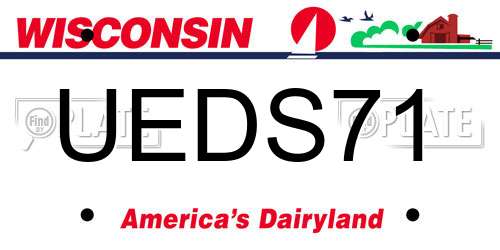 UEDS71 Wisconsin License Plate