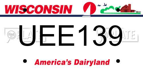 UEE139 Wisconsin License Plate