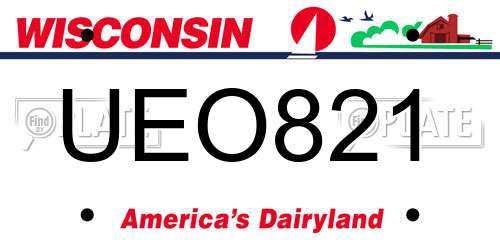 UEO821 Wisconsin License Plate