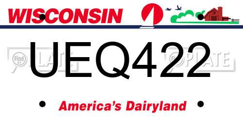 UEQ422 Wisconsin License Plate
