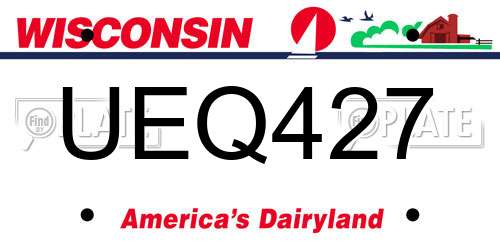 UEQ427 Wisconsin License Plate
