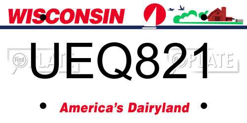 UEQ821 Wisconsin License Plate