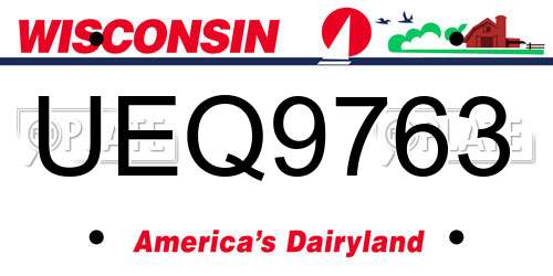 UEQ9763 Wisconsin License Plate