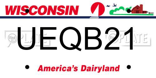 UEQB21 Wisconsin License Plate