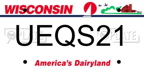 UEQS21 Wisconsin License Plate