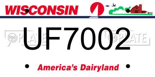 UF7002 Wisconsin License Plate