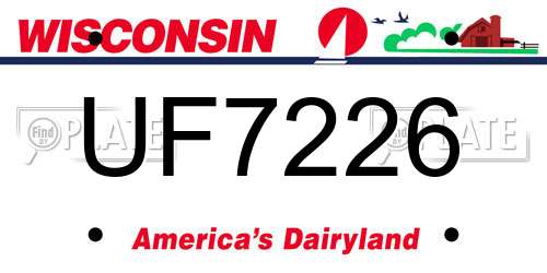 UF7226 Wisconsin License Plate