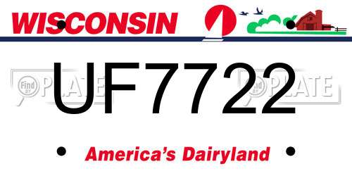UF7722 Wisconsin License Plate