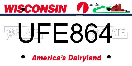 UFE864 Wisconsin License Plate