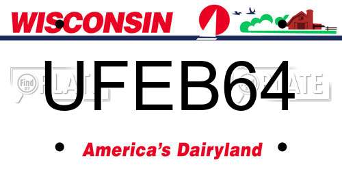 UFEB64 Wisconsin License Plate