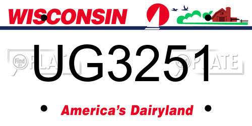 UG3251 Wisconsin License Plate