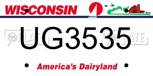 UG3535 Wisconsin License Plate