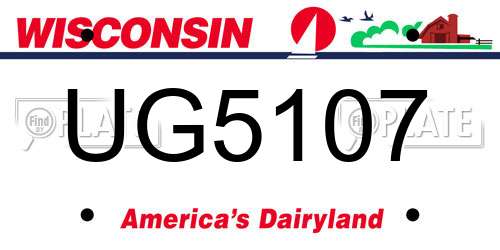 UG5107 Wisconsin License Plate