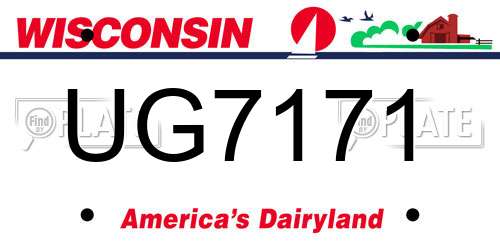 UG7171 Wisconsin License Plate