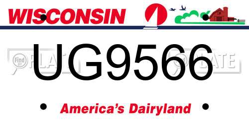 UG9566 Wisconsin License Plate